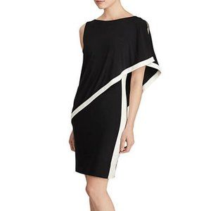 Lauren Ralph Lauren B/W One Shoulder Dress Size 8
